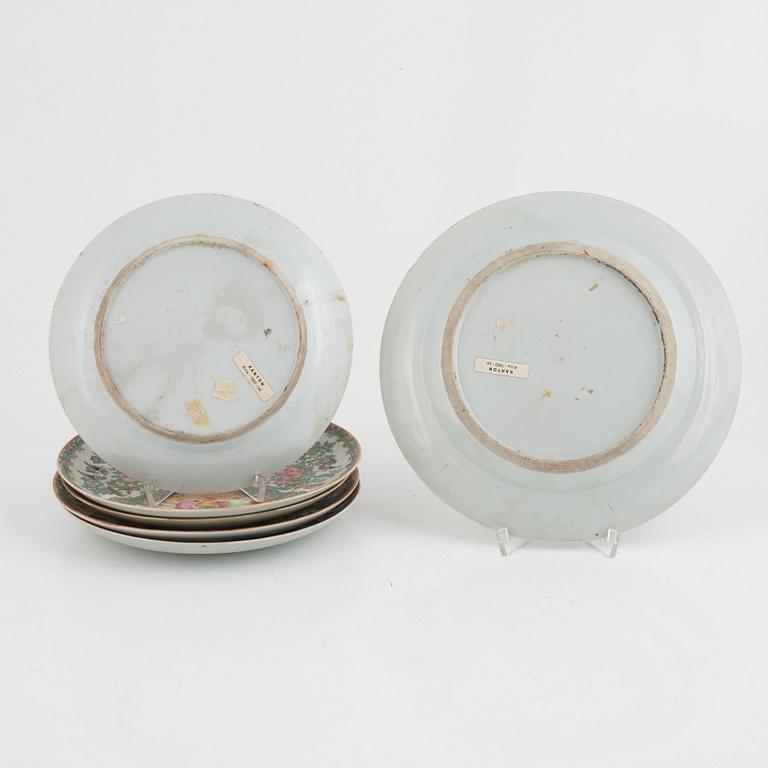 Six porcelain Canton plates, China, 19th century.