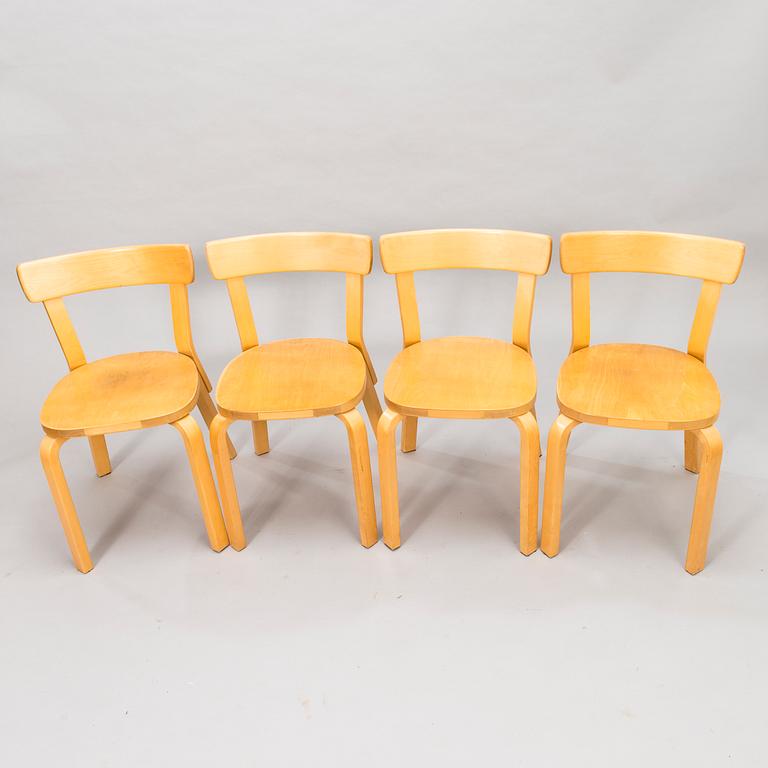 ALVAR AALTO, A Set of four '69' Chairs by Artek, late 20th Century.