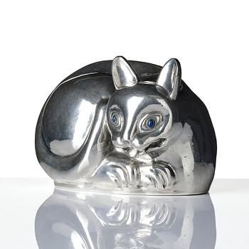 Estrid Ericson, a pewter sculpture of a Siamese cat, Firma Svenskt Tenn, Stockholm, 1968.
