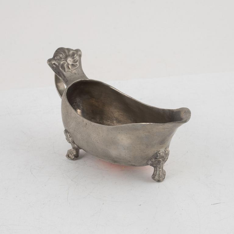 A pewter cream-jug, mark of Martin Moberg, Jönköping 1796.