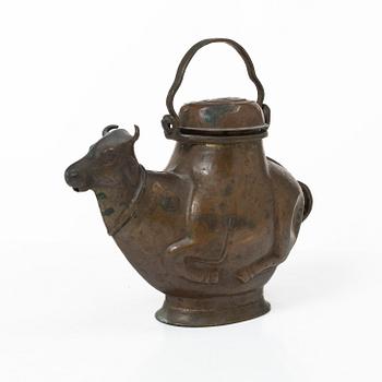 An Indian copper ewer in the shape of a bull Probably Rajasthan, 19th Century.