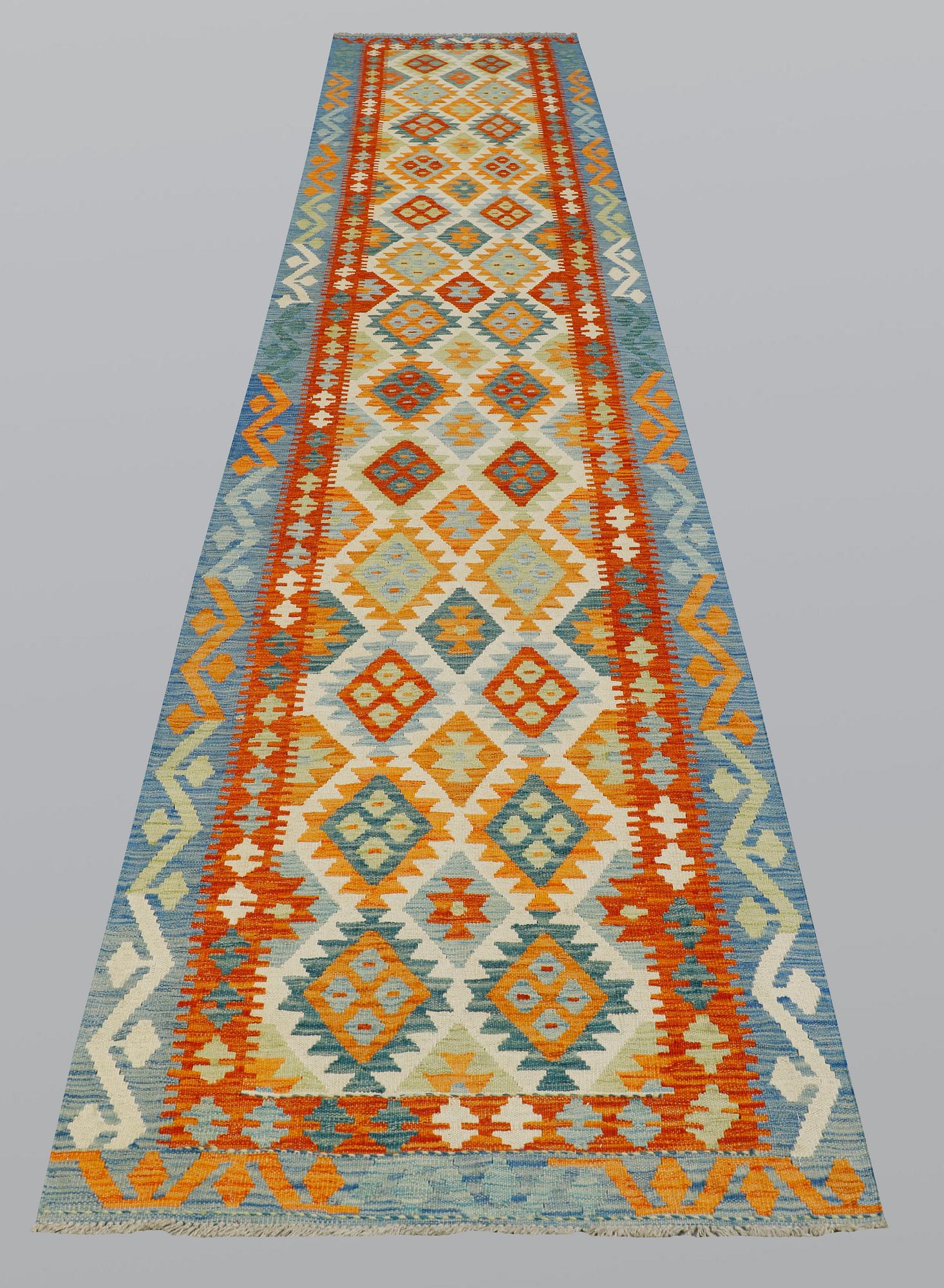 A runner, kilim, ca 487 x 83 cm.