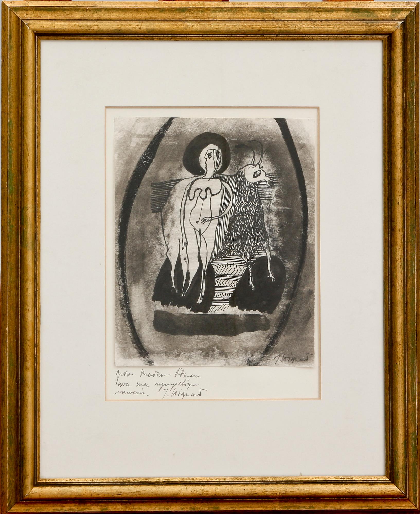 JAMES COIGNARD, gouache, sign samt dedikation.