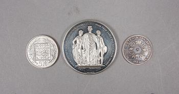 PARTI MINNESMYNT, 6 delar, silver och brons, 1872-1968. Ca 100 g silver.