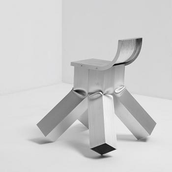 David Taylor, a unique stool, "Aluminium Stool (Banjo)", Studio Mellösaverken, Sweden, 2025.