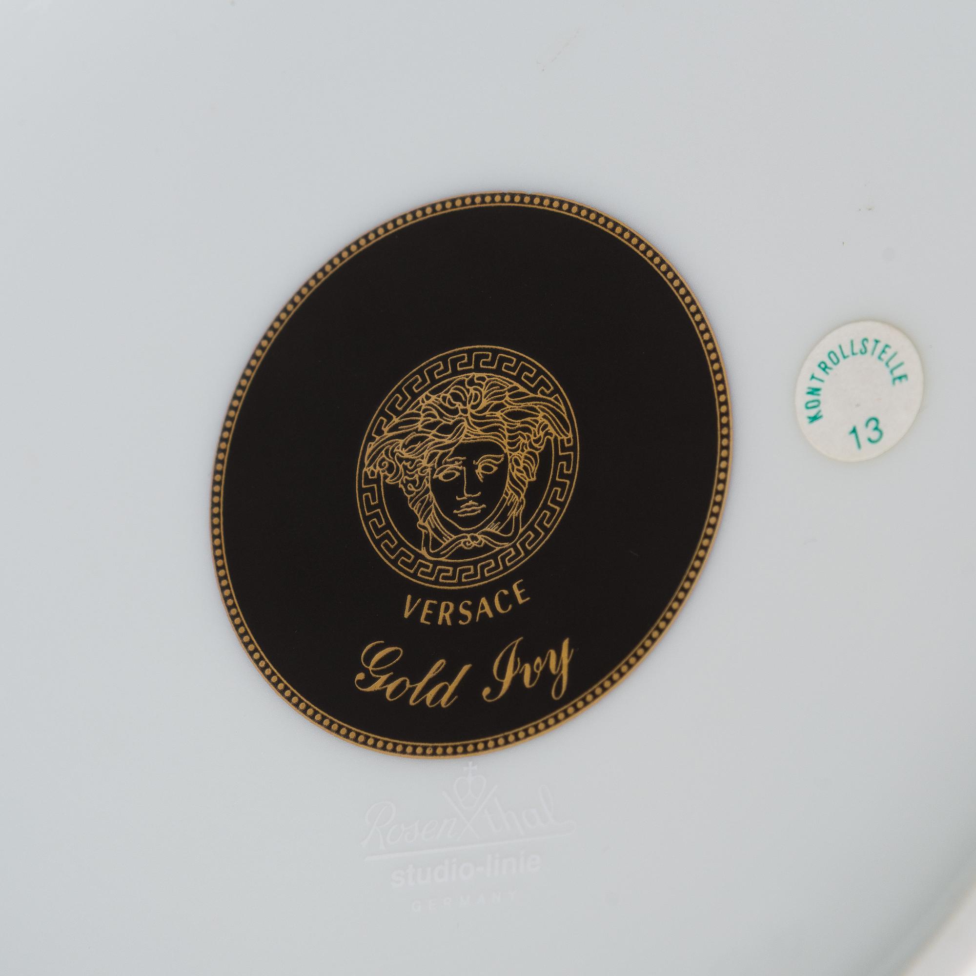 Versace, vas "Gold Ivy", porslin, för Rosenthal Tyskland, 1900-talets slut.