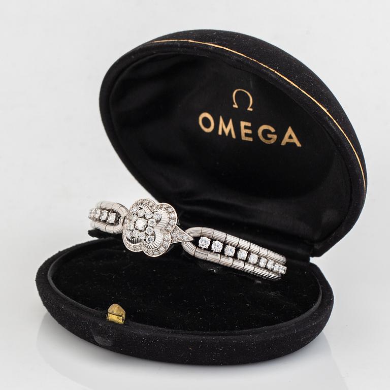 Omega brilliant cut diamond watch.