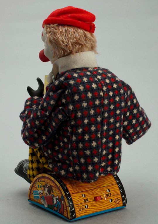 CLOWN, mekanisk, 1960-70-tal, märkt Alps, Japan.