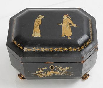 TESKRIN, lackarbete, sk tea caddy, 1800-tal.