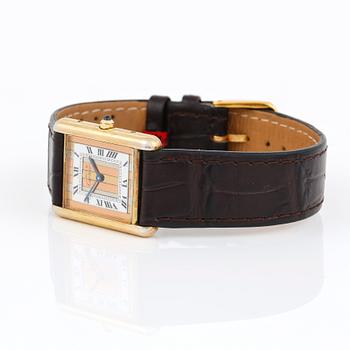ARMBANDSUR, must de CARTIER, Tank, förgyllt silver, quartz, mineralglas, ca 1990.