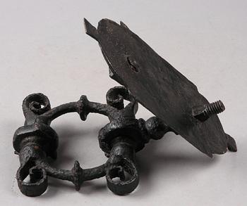 DÖRRKLÄPP, smidesjärn, allmoge, trol Hälsingland och 1800-tal.