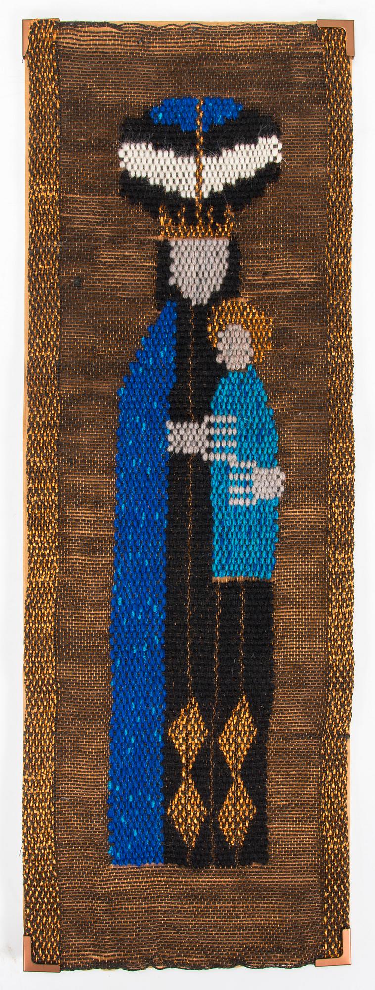 Eeva Renvall, konsttextil, etikettsignerad.