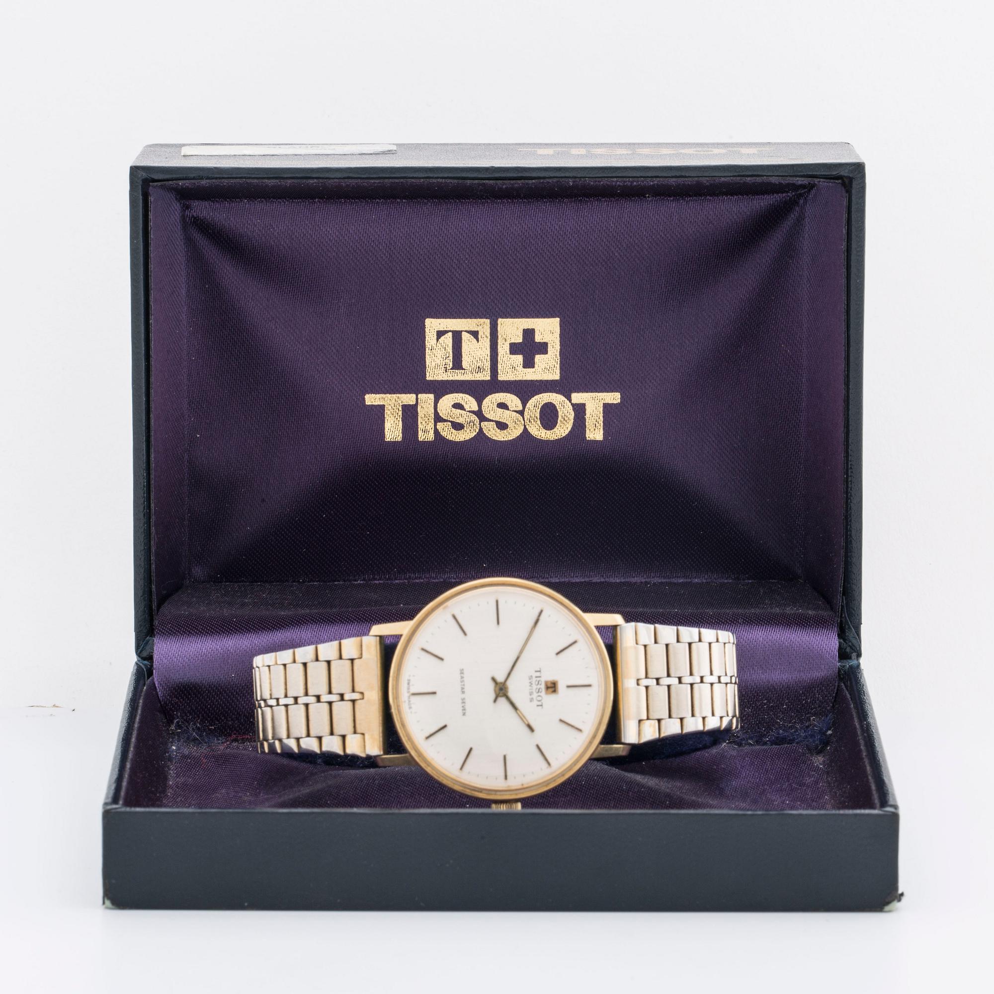 TISSOT, Seastar Seven, 18K, wristwatch 34 mm 1980's.