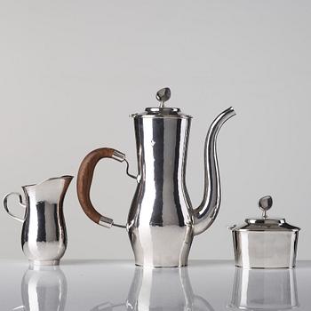 Sigurd Persson, kaffeservis, 3 delar, sterling silver, Stockholm 1949-50 (kaffekannan), smed Olle Kvist.