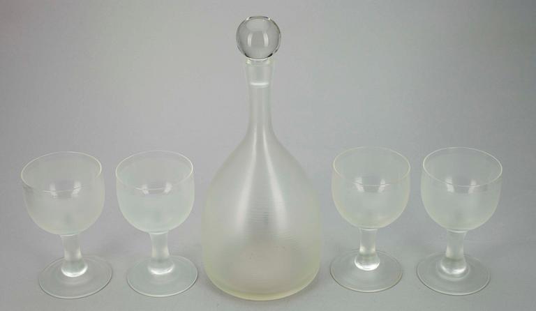 KARAFF SAMT GLAS, 4 st, Venini, sign. och dat. - 82. Italia.