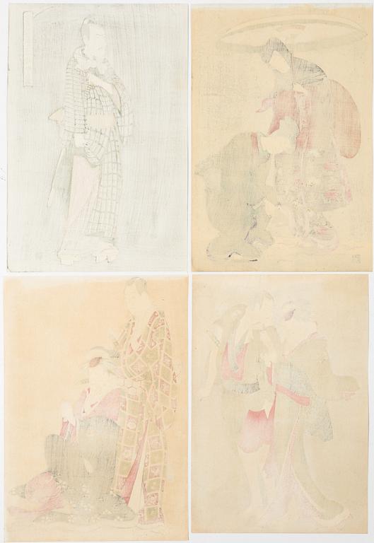 Four woodblock prints from a publication by "Tokyo Bijutsu Kankokai" (Tokyo Art Publishing Association" early 1900s.