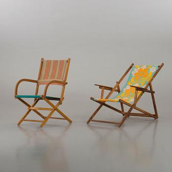 TWO DIFFERENT DECK CHAIRS, mid/second half of 20th century.