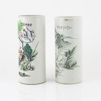 Two porcelain brush pots, China, 20th century.