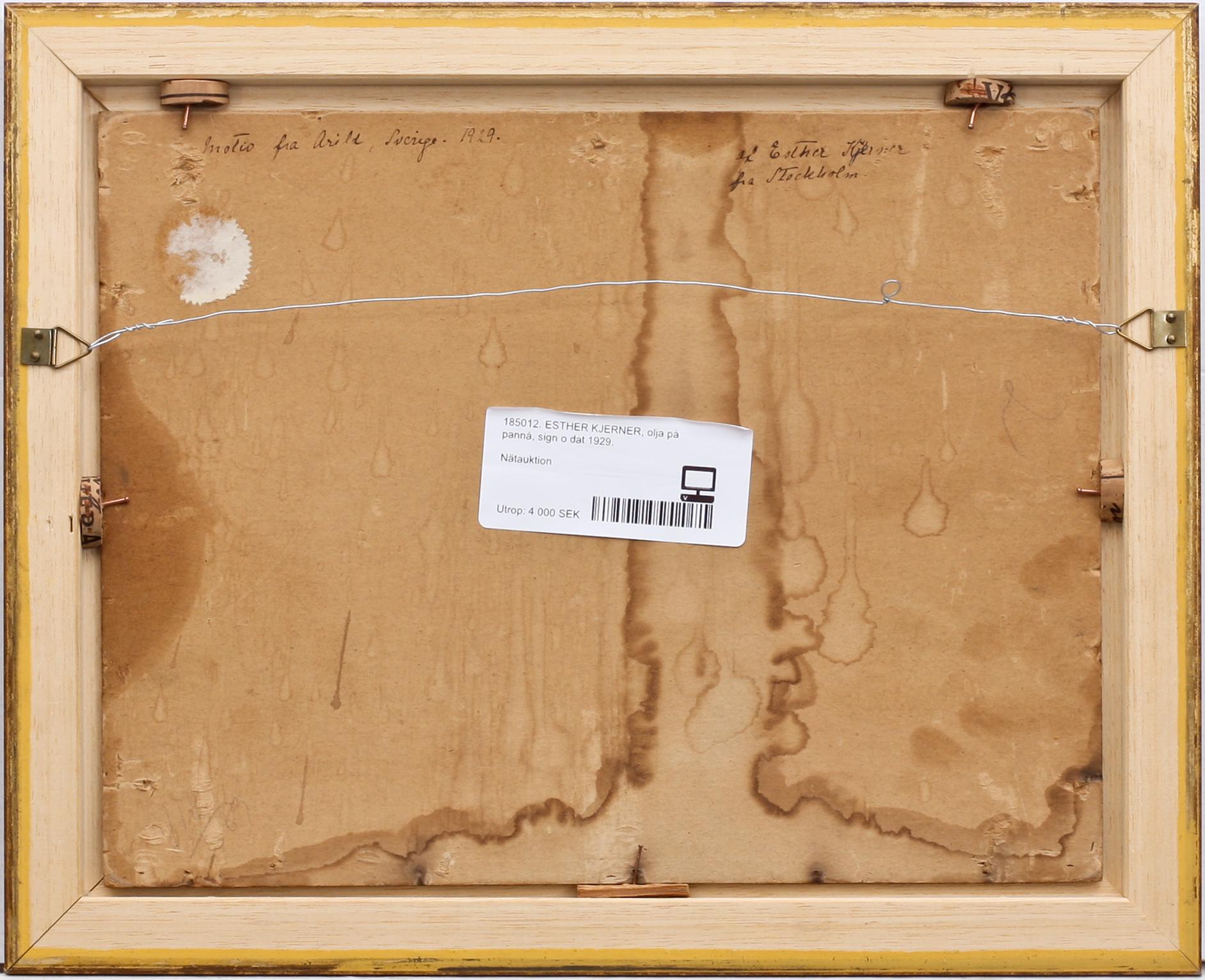 ESTHER KJERNER, olja på pannå, sign o dat 1929.