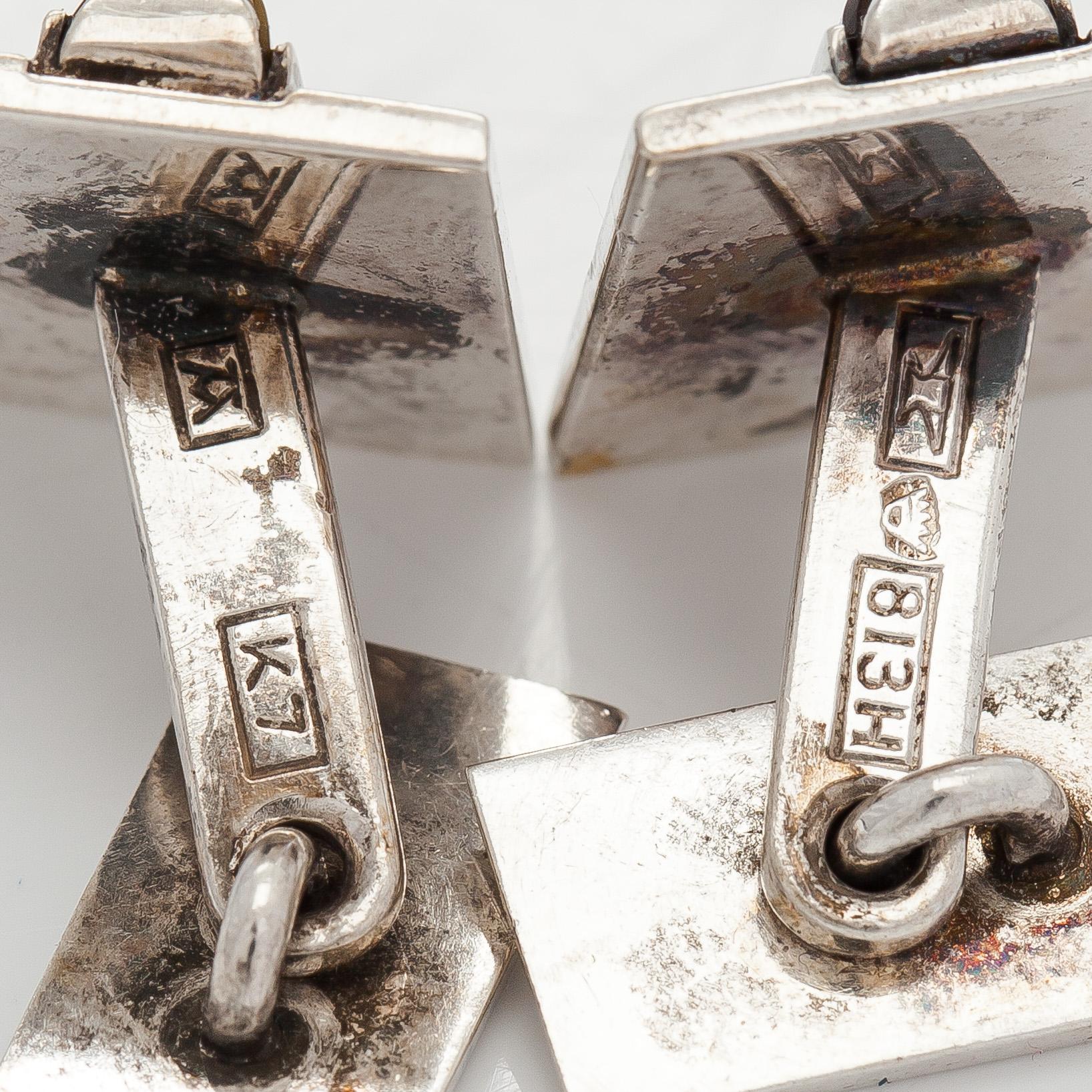 Elis Kauppi, cufflinks, 4 pairs, silver, tiger's eye, onyx, Kupittaan Kulta, Turku 1960s.