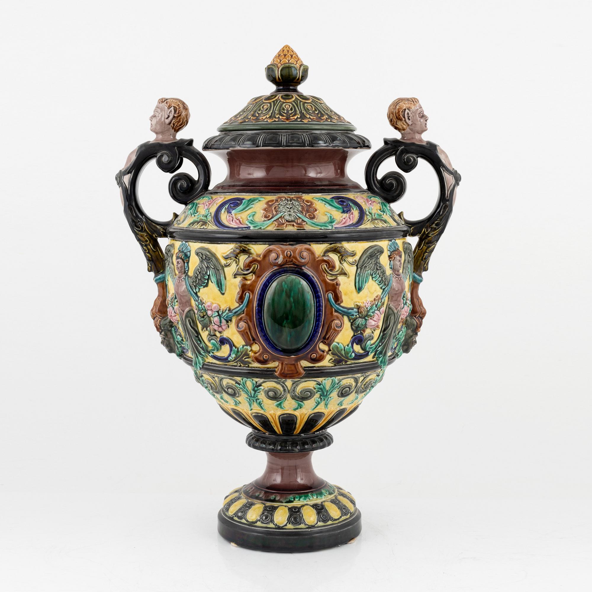 A maiolica lided vase, Rörstrand.