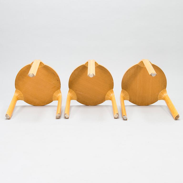 ALVAR AALTO, A set of three 'X600' stools for Artek, late 1990s.