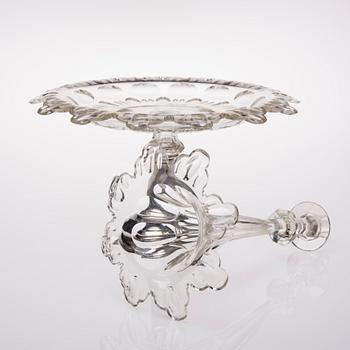 UPPSATSSKÅL / PRAKTSKÅL, slipat glas samt silverfot, stämplad Holland 1881.