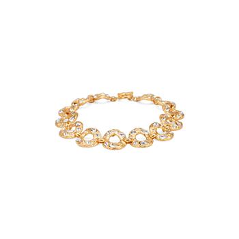 EDOUARD RAMBAUD, a gold colored metal necklace with glasestones cut in various chapes.