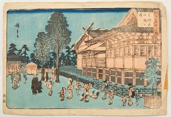 Ando Utagawa Hiroshige, "Inside the Shiba Shinmei Shrine".