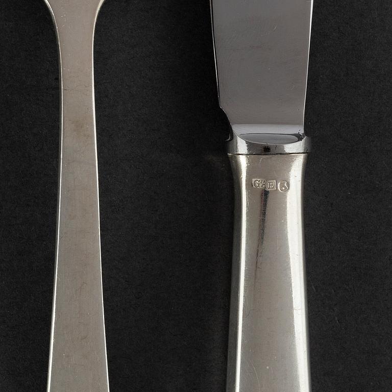 CG HALLBERG and GAB, a part 'Diana' silver cutlery, Stockholm, 1960s (36 pieces).