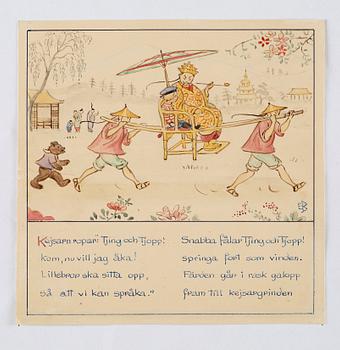 Elsa Beskow, "Lillebrors segelfärd. Bilderbok av Elsa Beskow. Med musik av Alice Tegnér".