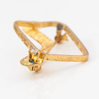 RIntaneula, 14K kultaa ja timantti n. 0.09 ct. Sirokoru, Turku. Merkitty 337.