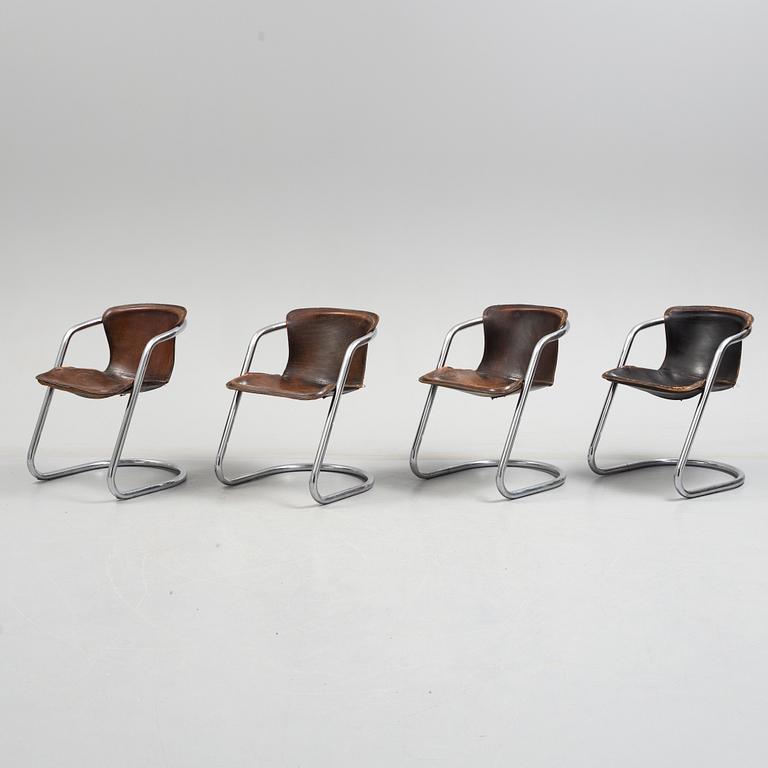 Four 1970s  'Cidue' chairs by Willy Rizzo, Italy.