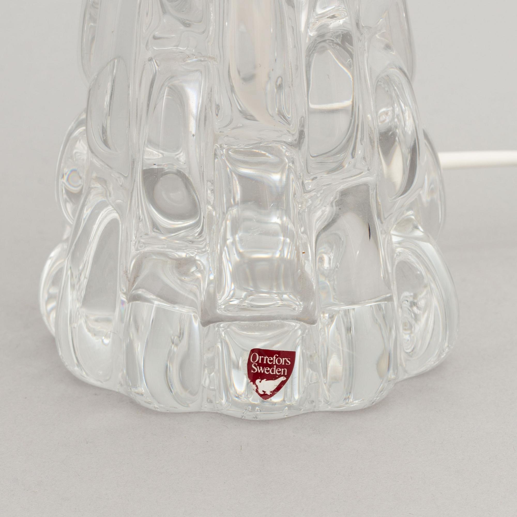 Carl Fagerlund, a matched pair of glass table lights, Orrefors.