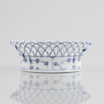 A 'Blue Fluted Full Lace' porcelain fruit basket, Royal Copenhagen, model 1055, 1893-1900.