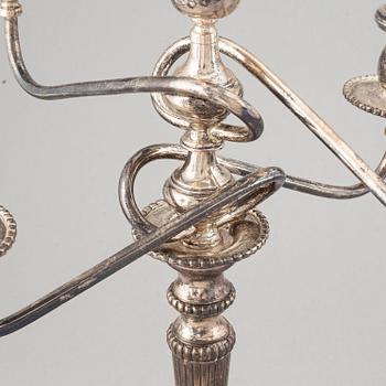 A pair of Louis XVI-style silver candelabra, 20th century marked Mexico.