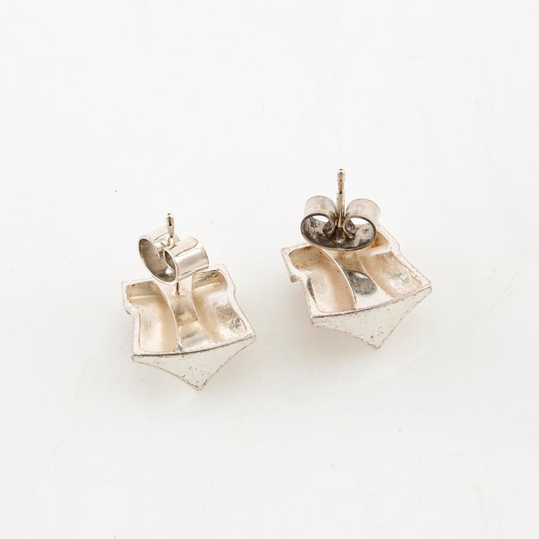 Björn Weckström, earrings a pair "Muletta" and ring "Pandora" 1985 silver, Lapponia.