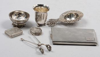 PARTI SILVER, 7 delar, bla Danmark, Sverige, Italien. 1900-talets mitt/senare del.