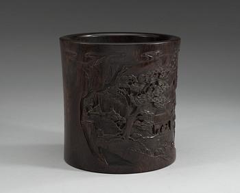 A Zitan brush pot, presumably Qing dynasty, 19th Century.