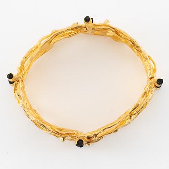 Björn Weckström, bracelet, "Offereld", 18K gold with tourmaline sticks, Lapponia 1972.