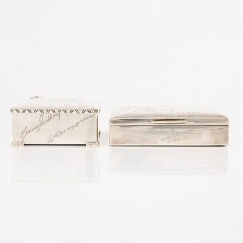 Cigarette cases 2 pcs, silver, CG Hallberg 1925 and 1934.