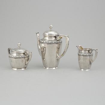 A three pieces silver coffee service from CG Hallberg, Stockholm 1916.