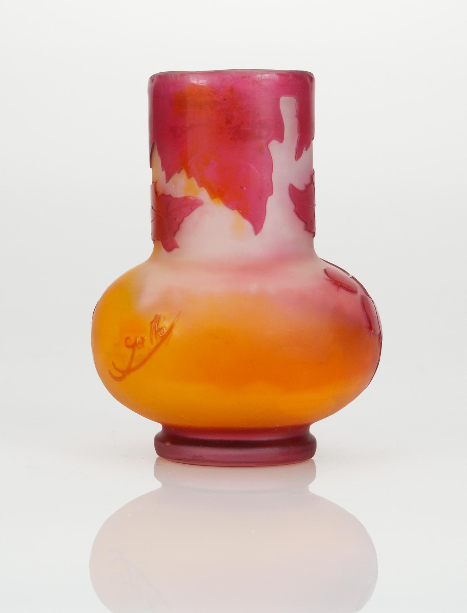 An Emile Gallé Art Nouveau cameo glass vase, Nancy, France.