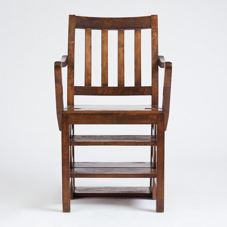 Axel Einar Hjorth, a stained birch library chair/-ladder, Nordiska Kompaniet, 1929, made to the crown prince Gustaf Adolf.