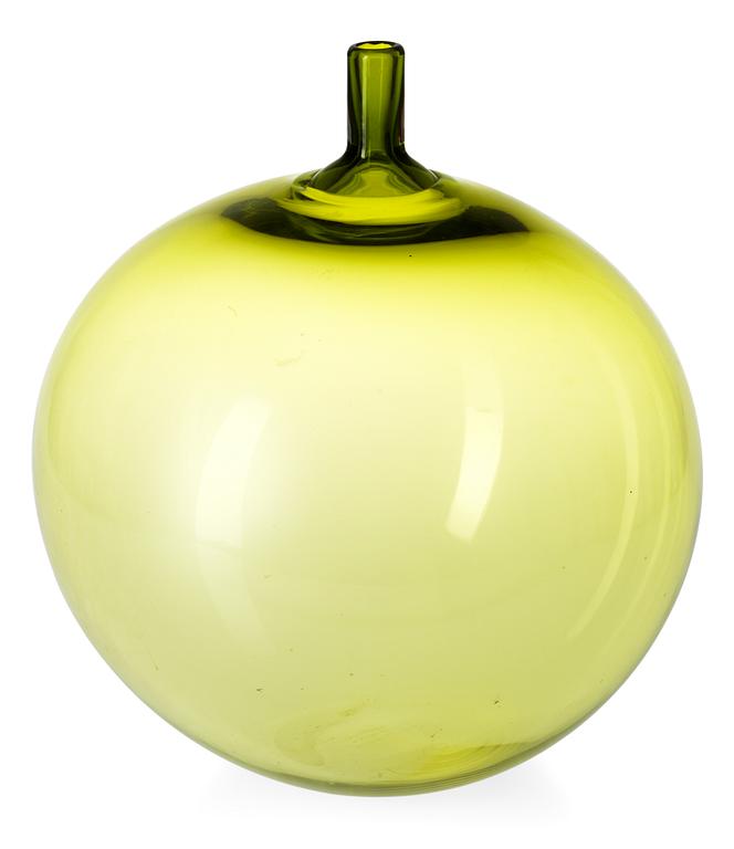 An Ingeborg Lundin green glass 'Apple' vase, Orrefors.