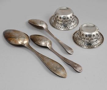 SKEDAR, 3 st, SAMT SKÅLAR, 2 st, Sverige och England, 1700, 1800 och 1900-tal. Vikt 343 g.