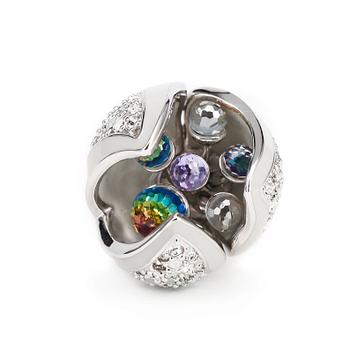 SWAROVSKI, a silver colored and lacquered ring with swarovski crystals.