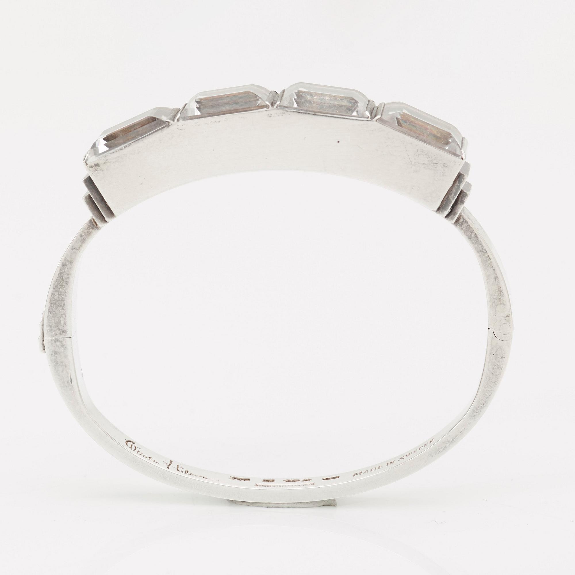 Wiwen Nilsson, armband, Lund 1939, sterling med bergkristall.