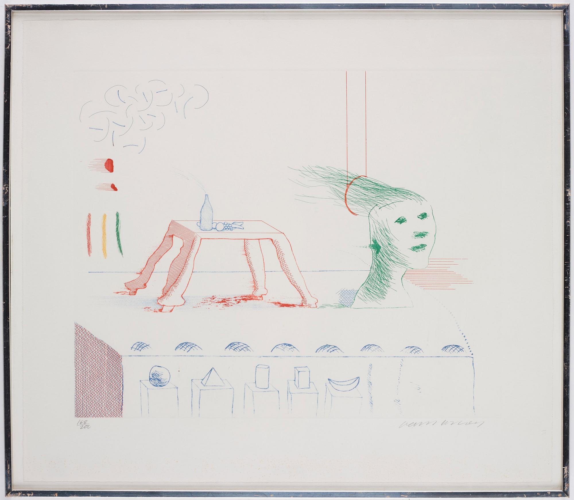 David Hockney, "A Moving Still Life" från sviten "The Blue Guitar".
