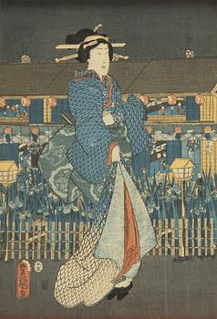 Utagawa Kunisada, a woodblock print in colours, mid 19th Century.